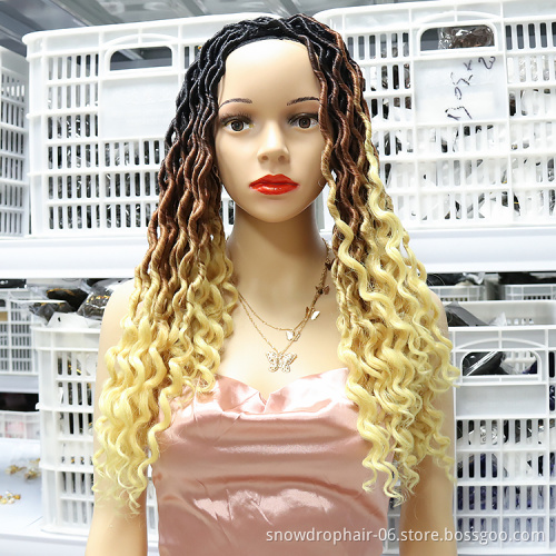 Soft Loc Extensions With Curly Ends 3T 3 Tone Wavy Gypsy Locs Pre Looped Ombre Goddess Faux Locs Curly Crochet Braids